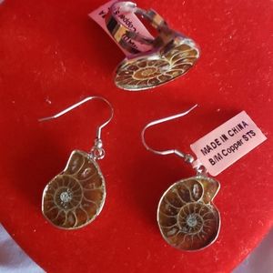 Ammonite Earrings and Ring set